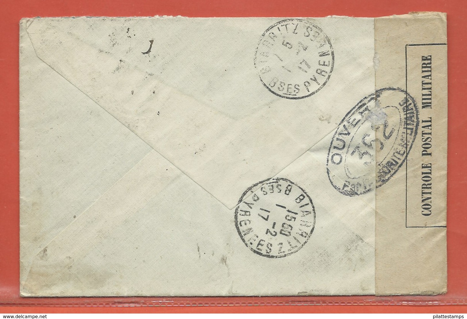 MONACO LETTRE CENSUREE DE 1917 POUR PAU FRANCE - Cartas & Documentos