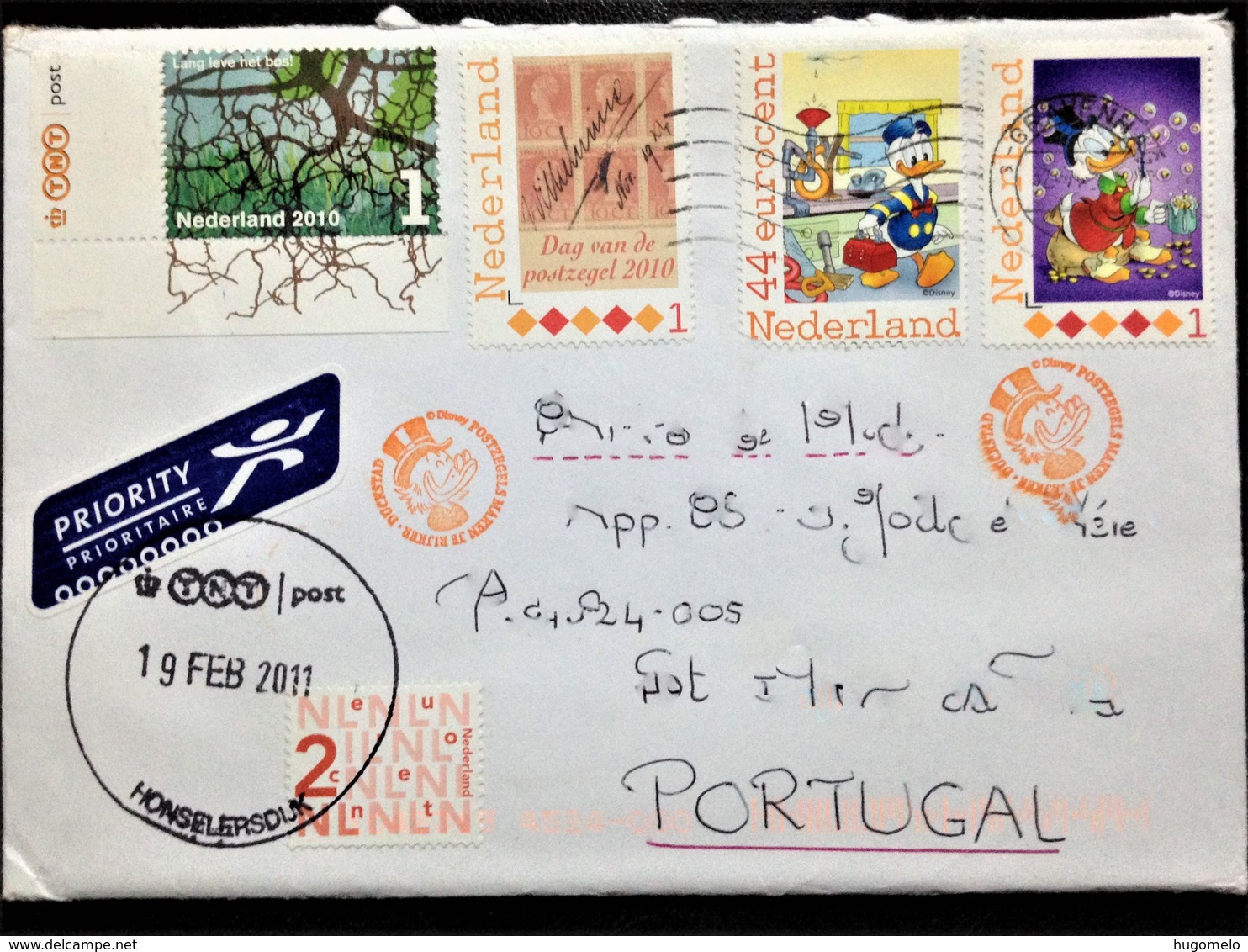 Netherlands, Circulated Cover To Portugal,  "Comics", "Cartoons", "Donald Duck", "Stamp's Day", 2010 - Lettres & Documents