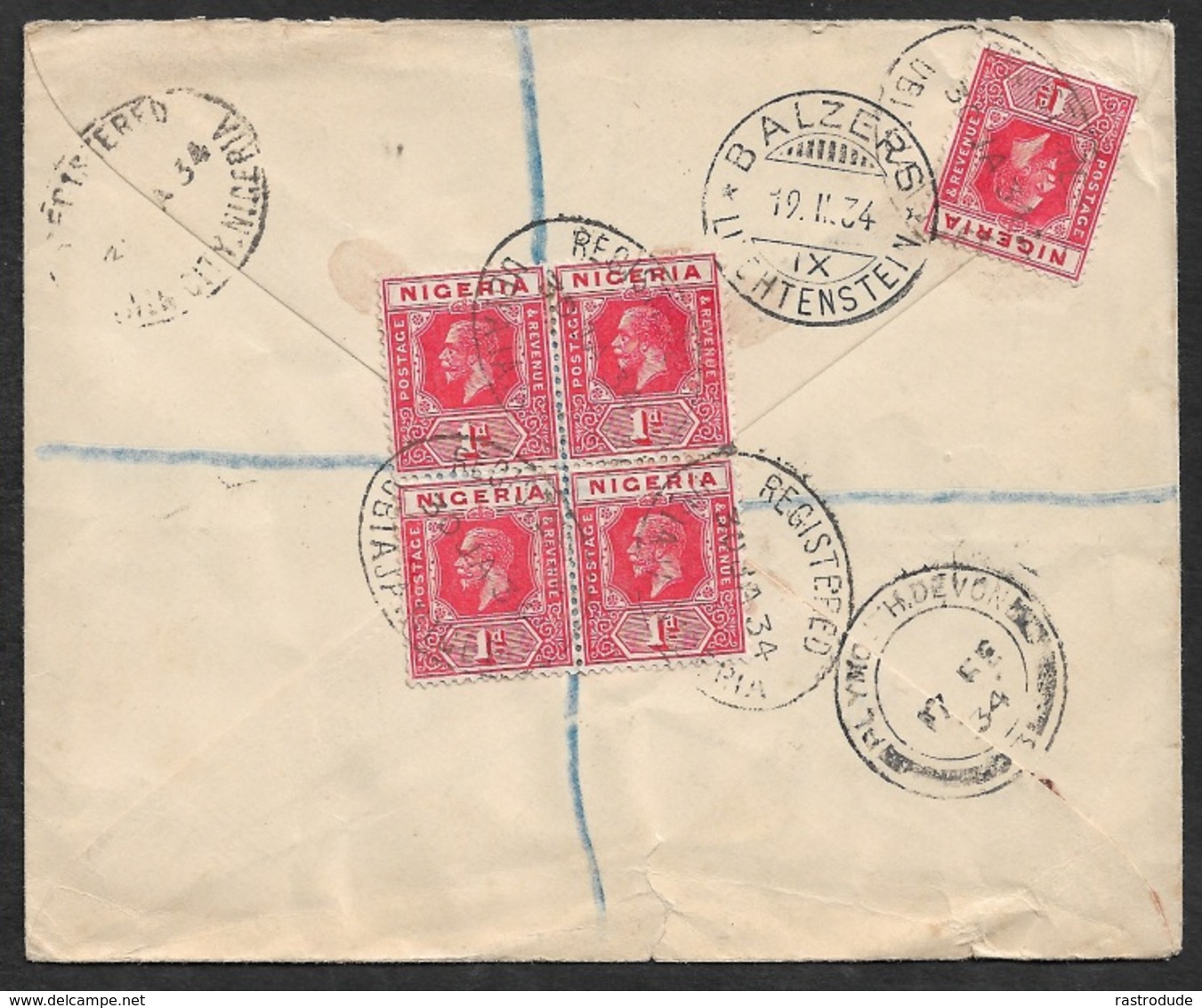 1934 R-BRIEF N. BALZERS LIECHTENSTEIN Incoming Mail Aus UBIAJA, NIGERIA - Äusserst Seltene Destination - Briefe U. Dokumente