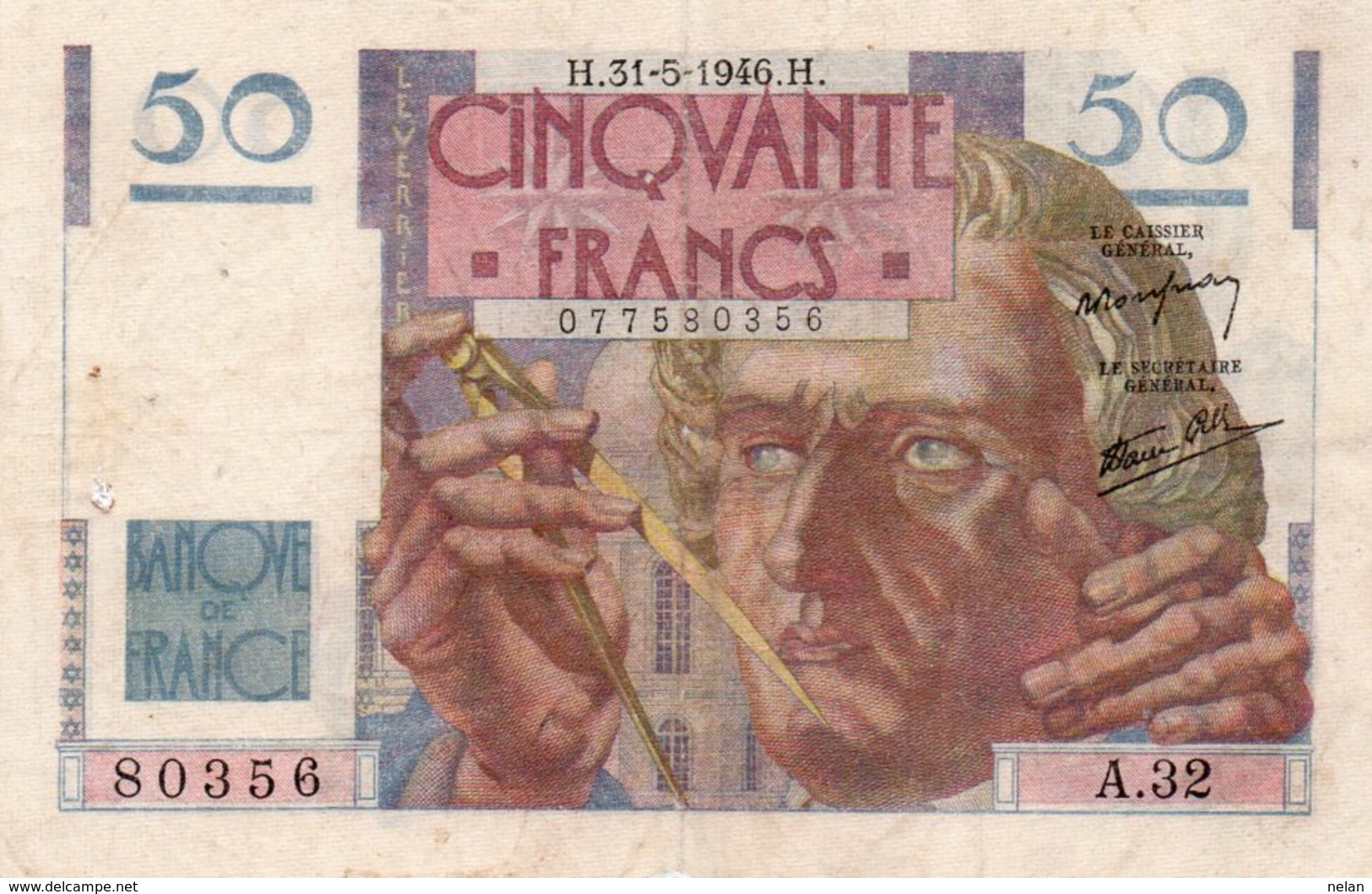 FRANCE 50 FRANCS 1946 P-127 XF - 50 F 1946-1951 ''Le Verrier''