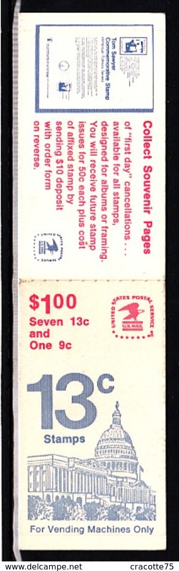 ETATS-UNIS - N°C1156 A - DRAPEAU ET LE CAPITOLE - CARNET COMPLET 1977 Contenant Le Feuillet 1156c. - Souvenirkaarten