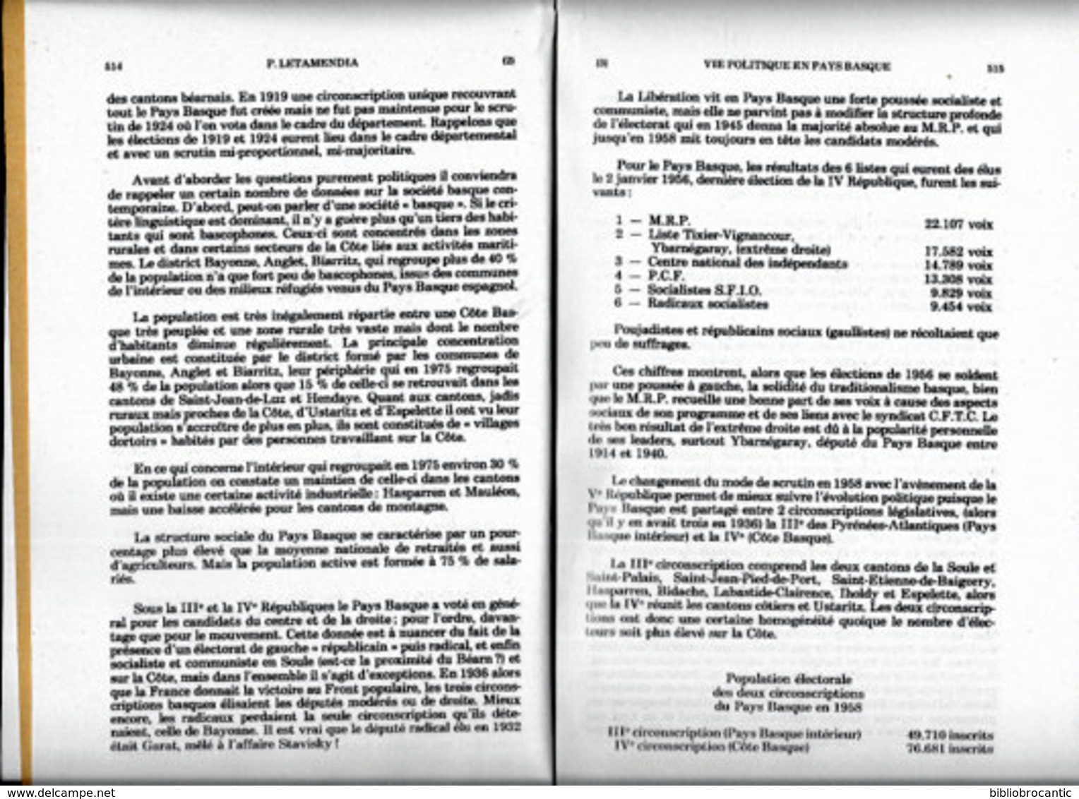 " VIE POLITIQUE En PAYS BASQUE FRANCAIS 1958-1962 "< PERMANENCE Et MUTATION SOUS-SYSTEME POLITIQUE - Pays Basque