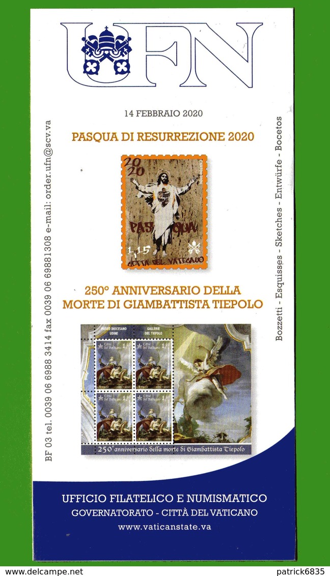 Vaticano - 2020 - Bollettino. Ufficiale. PASQUA -  TIEPOLO.  14/02/2020. - Brieven En Documenten