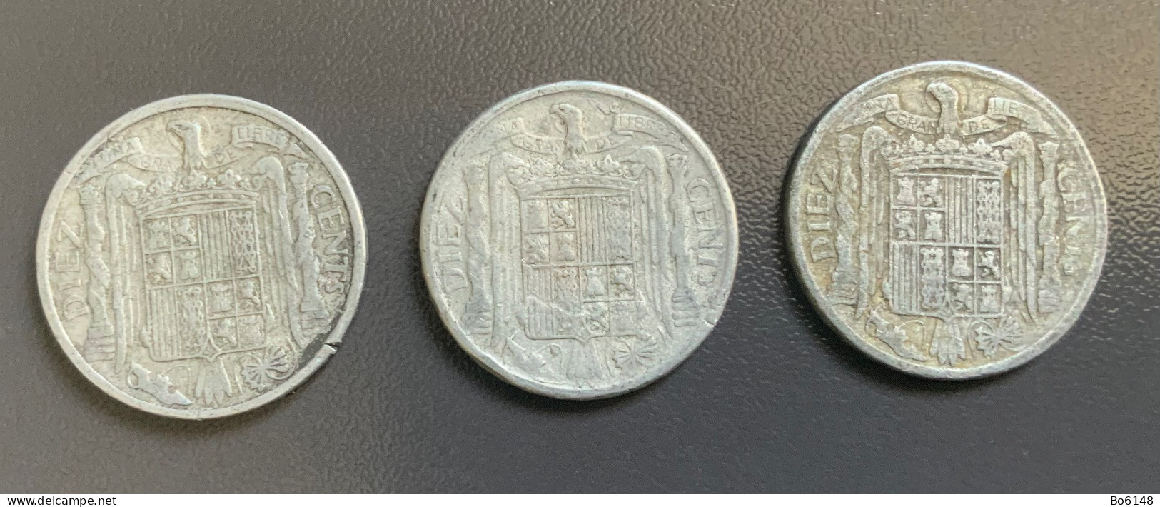 SPAGNA - ESPANA - 1940 E 1945  - 3 Monete 10 Cents - 10 Centimos