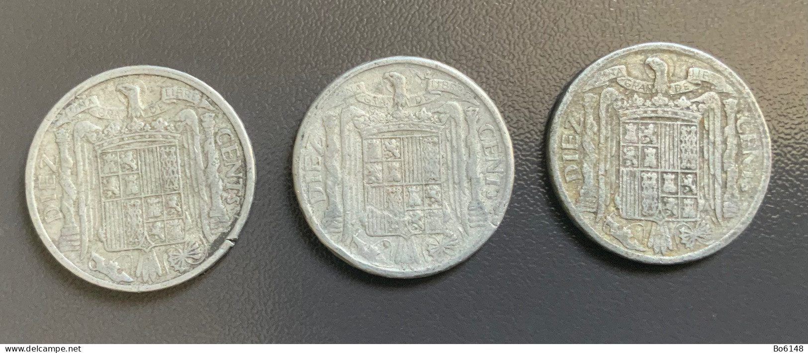 SPAGNA - ESPANA - 1940 E 1945  - 3 Monete 10 Cents - 10 Centesimi