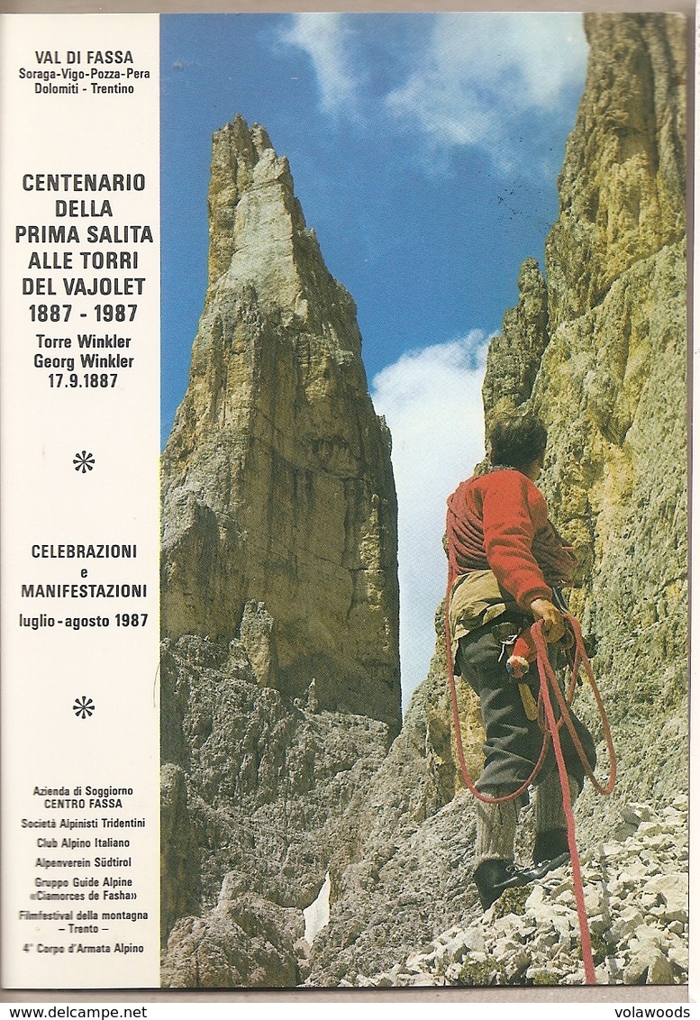 Pozza Di Fassa (TN) - Cartolina Con Annullo Speciale Centenario Della Prima Salita Alle Torri Del Vajolet - 1987 - Bergsteigen