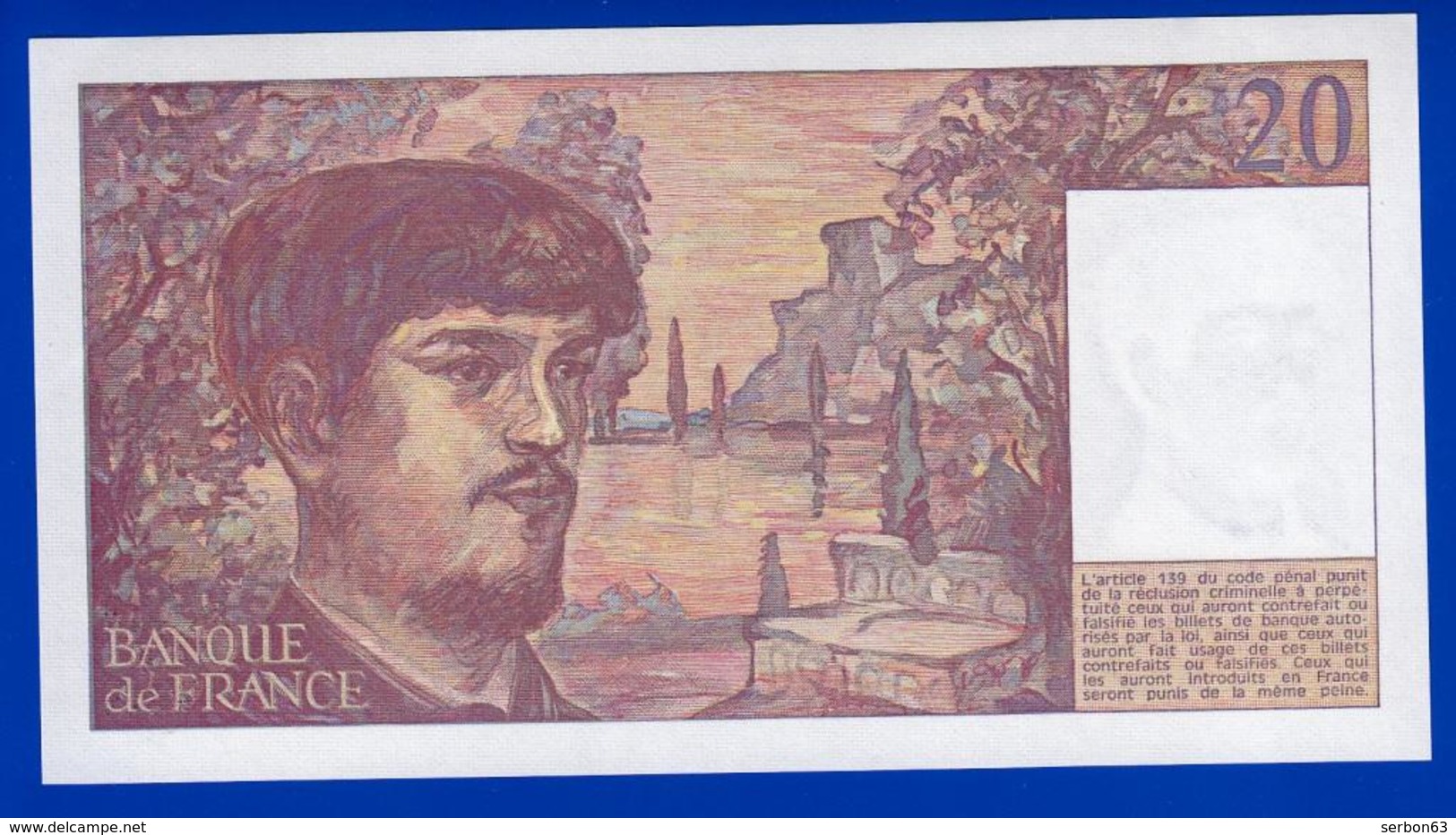 20 FRANCS DEBUSSY NEUF PAS DE TROU B.023 N° 641847 ANNÉE 1988 - 2 SCAN - Serbon63 - 20 F 1980-1997 ''Debussy''