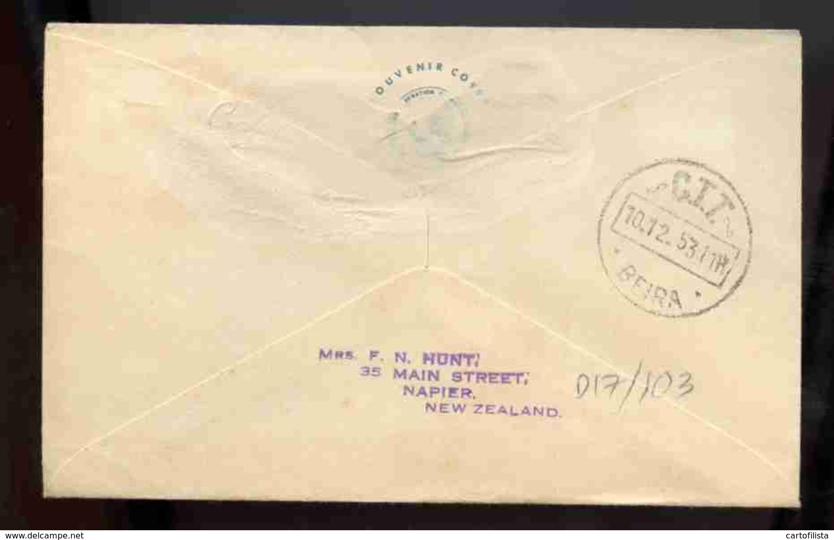 Cover, New Zealand To Beira Mozambique 1953  (2 Scans) - Storia Postale