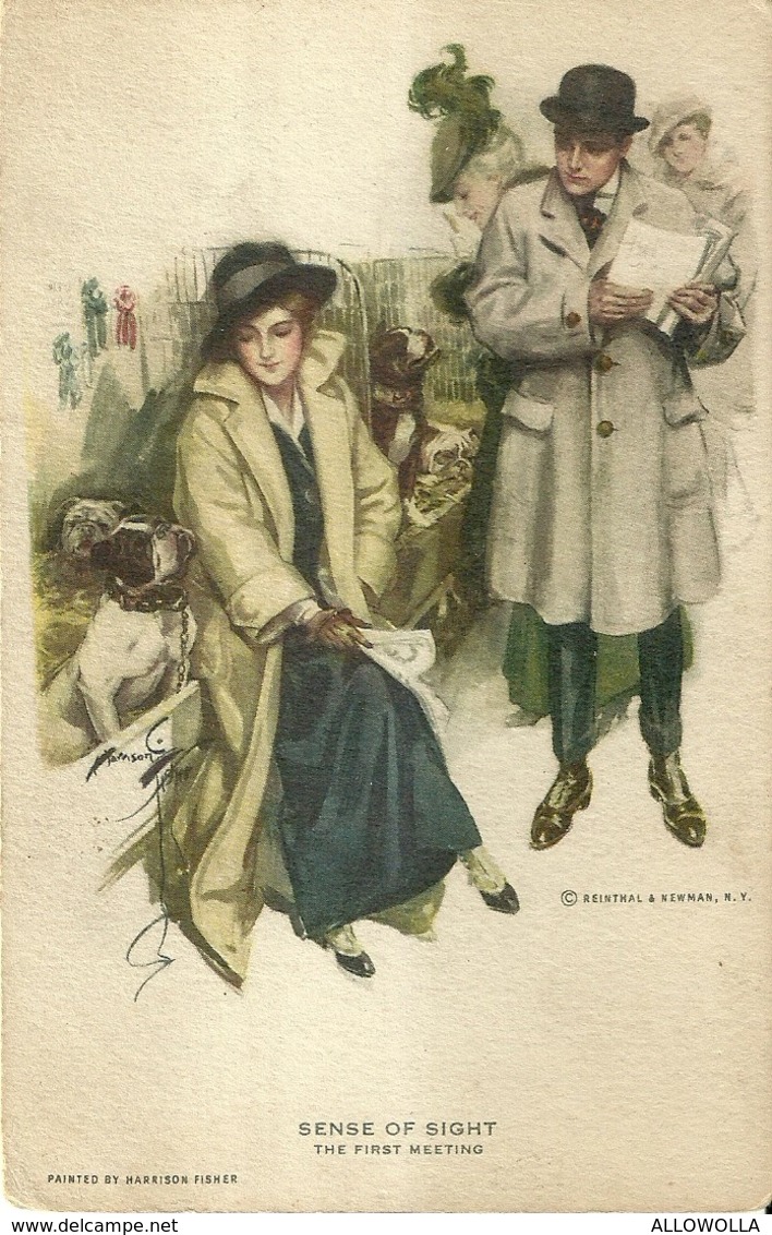 6760" SENS OF SIGHT-THE FIRST MEETING-ILLUSTRAZIONE HARRISON FISHER  "-CARTOLINA POSTALE NON SPED. DATATA 1917 - Fisher, Harrison