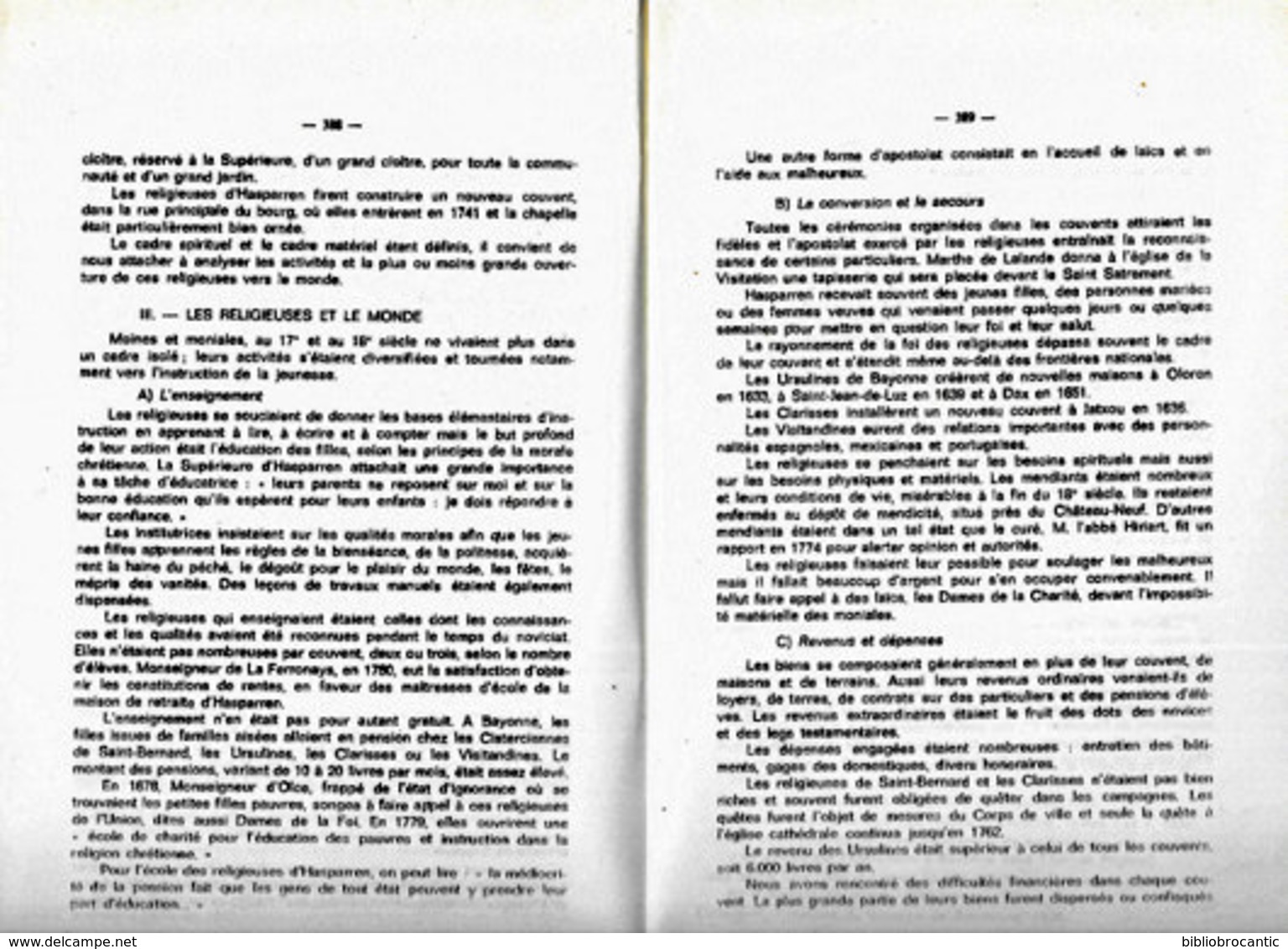 " LES ORDRES RELIGIEUX FEMININS à BAYONNE Et PAYS BASQUE Aux XVIIe Et XVIIIe Siècles"par Le Général F. GAUDEUL - Pays Basque