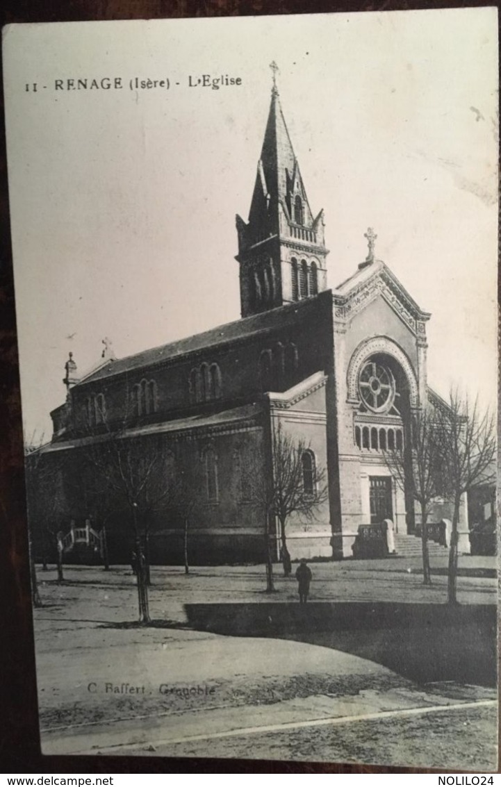 Cpa, RENAGE, L'église, éd C.Baffert,écrite En 1925, Isère-38 - Renage