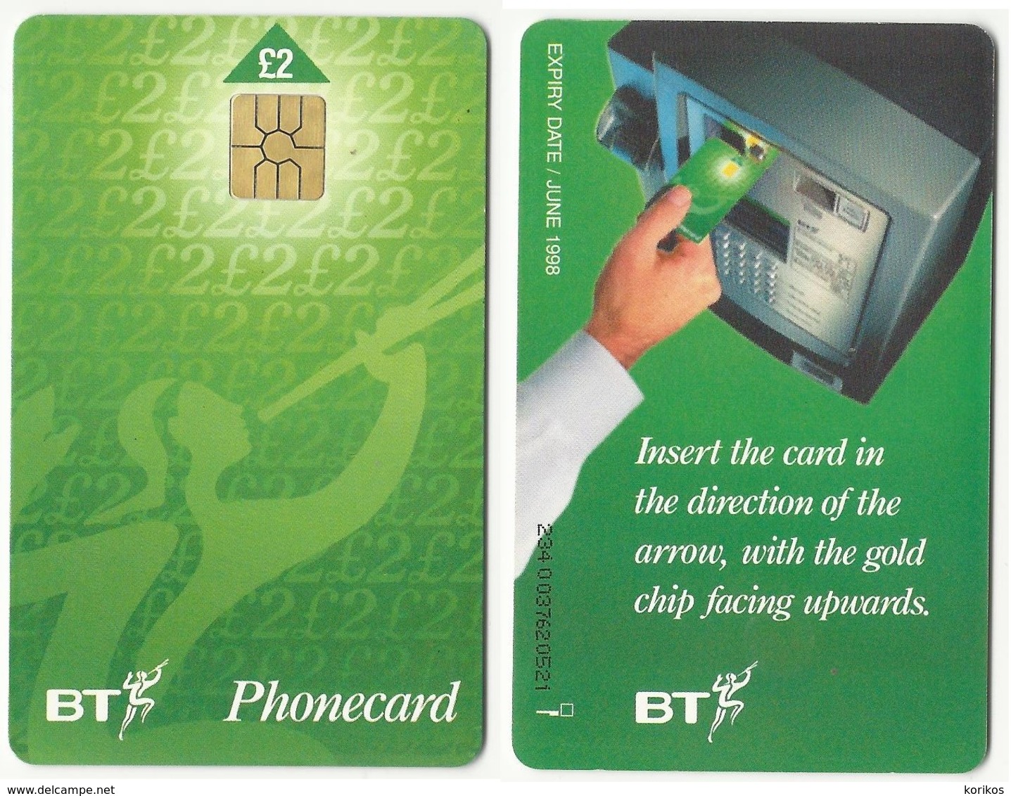 BT PHONECARD – GREAT BRITAIN - UK - INSTRUCTIONS – 1998 – GREEN - TWO POUNDS - USED - Autres & Non Classés