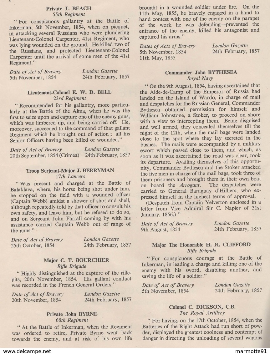 THE VICTORIA CROSS CENTENARY EXHIBITION 1956 MEDAILLE DECORATION MILITAIRE BRITANNIQUE - Grande-Bretagne