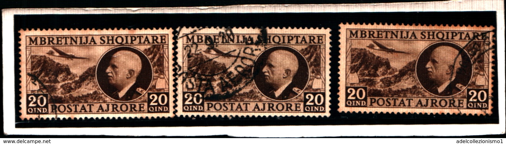 93478) ITALIA-.Albania-20 Q. Vittorio Emanuele III - POSTA AEREA - 4 Agosto 1939  -UN PEZZO-USATI - Albania