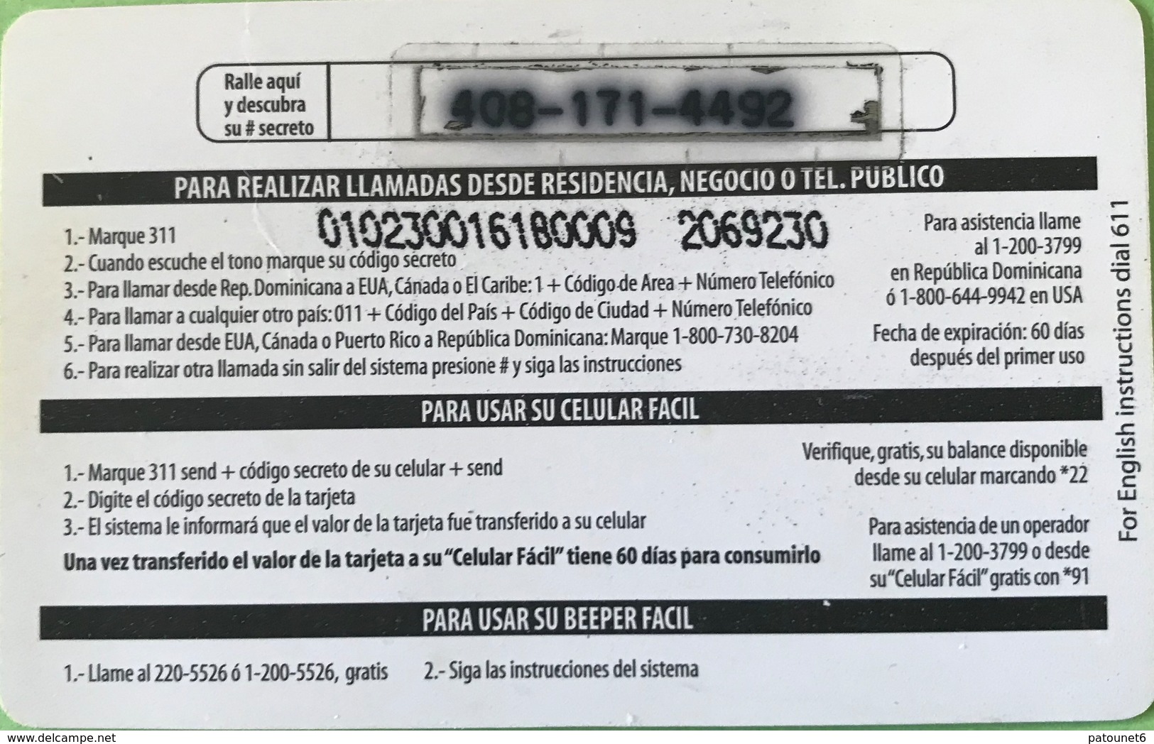 DOMINICAINE  -  Prepaid  - ComuniCard - Codetel  - RD$245 - Dominicana