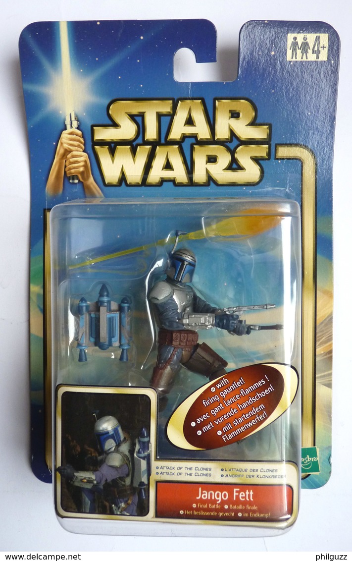 1 Figurine STAR WARS 2002 BLISTER ATTACK OF THE CLONE  JANGO FETT FINAL BATTLE  Blister EU - Episode II