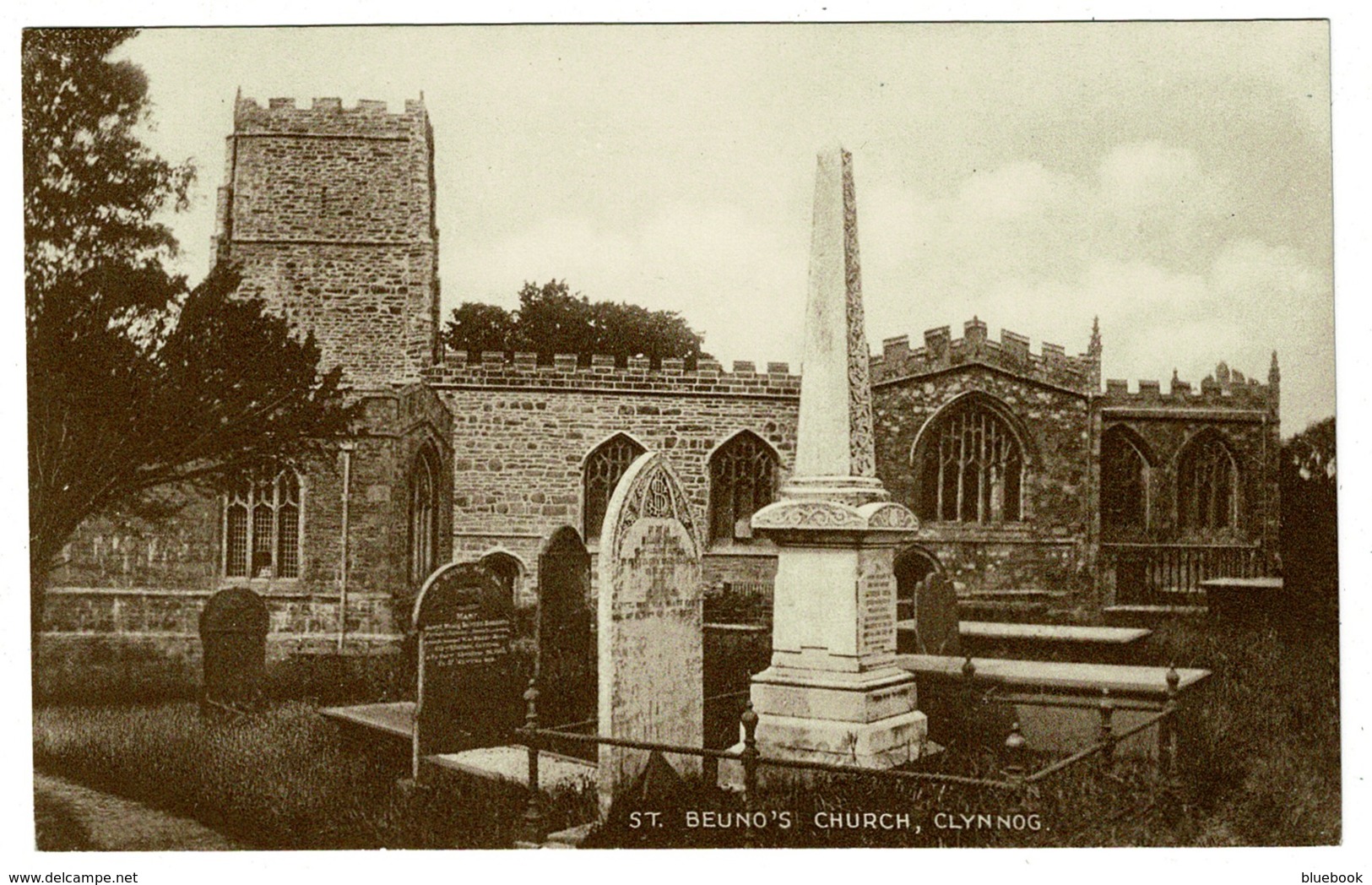 Ref 1348 - Early Postcard - St Beuno's Church & Graveyard Clynnog - Caernarvonshire Wales - Caernarvonshire