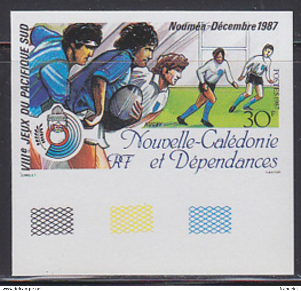 NEW CALEDONIA (1987) Rugby. Imperforate. Scott No 569, Yvert No 547. 8th South Pacific Games. - Non Dentelés, épreuves & Variétés