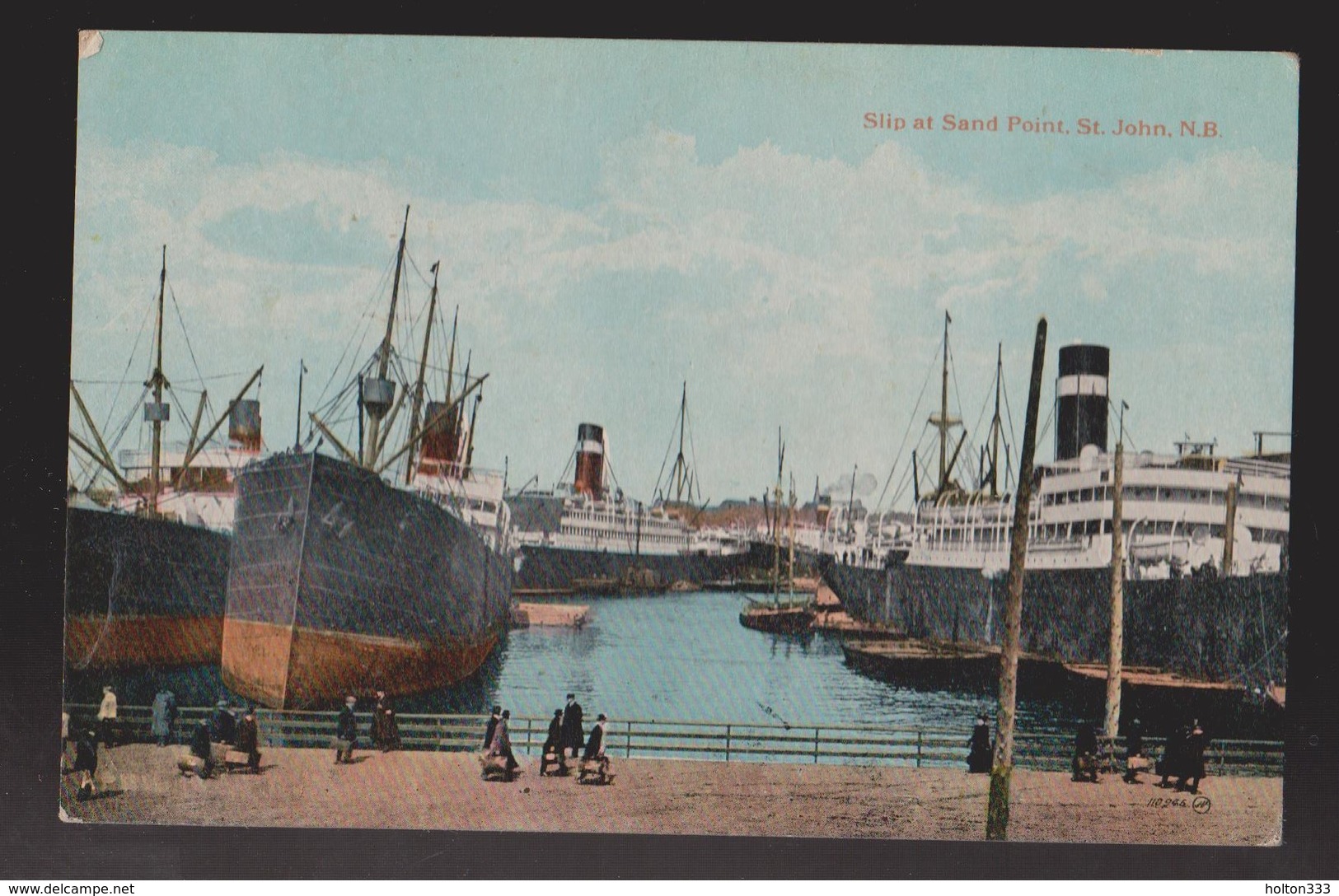 Old Ships Docked At Sand Point, St. John NB - 1910s - Unused - Some Wear - St. John