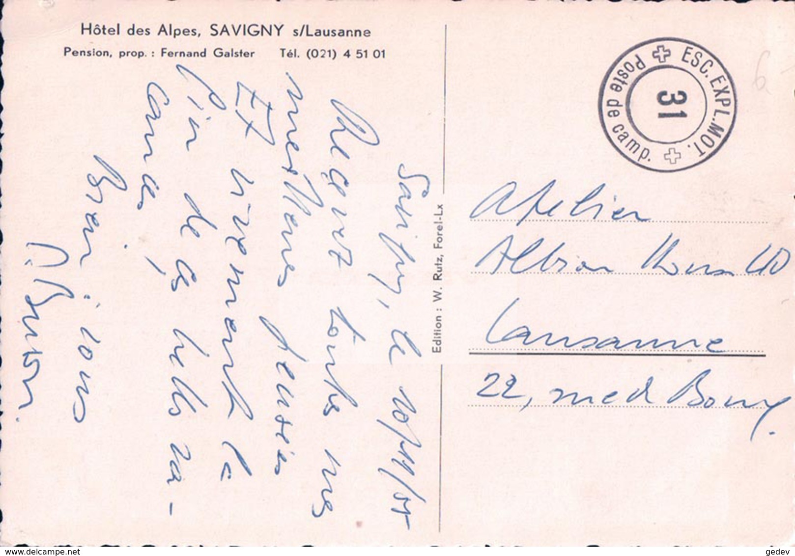 Savigny VD, Hôtel Et Restaurant Des Alpes, Prop. Fernand Galster (31) 10x15 - Savigny