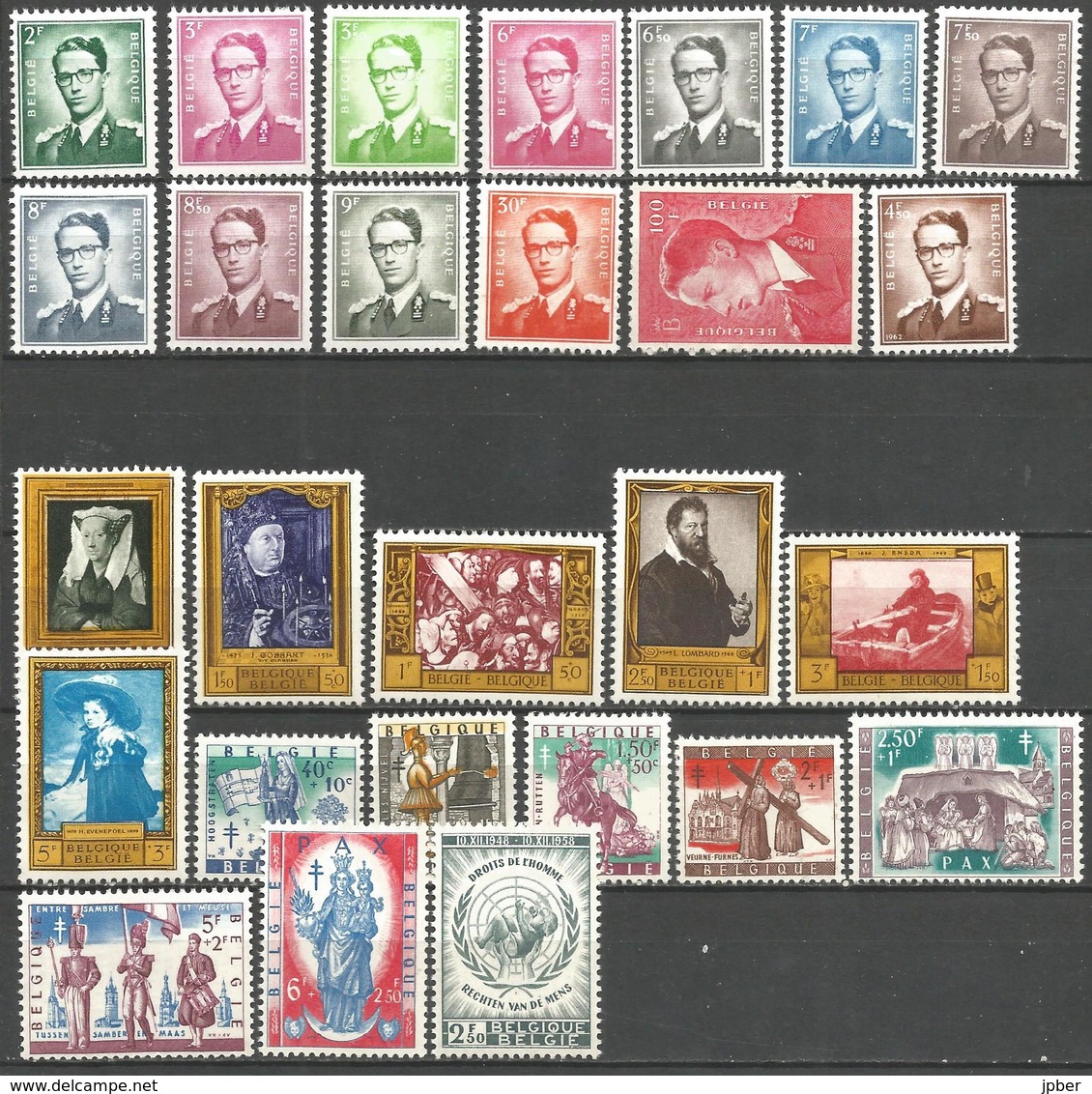 (E096) BELGIQUE - Année Complète 1958 N°1046 à 1089 ** - Exposition, ONU, Folklore, Baudouin 6,50+7,50+9,00 ... - Volledige Jaargang