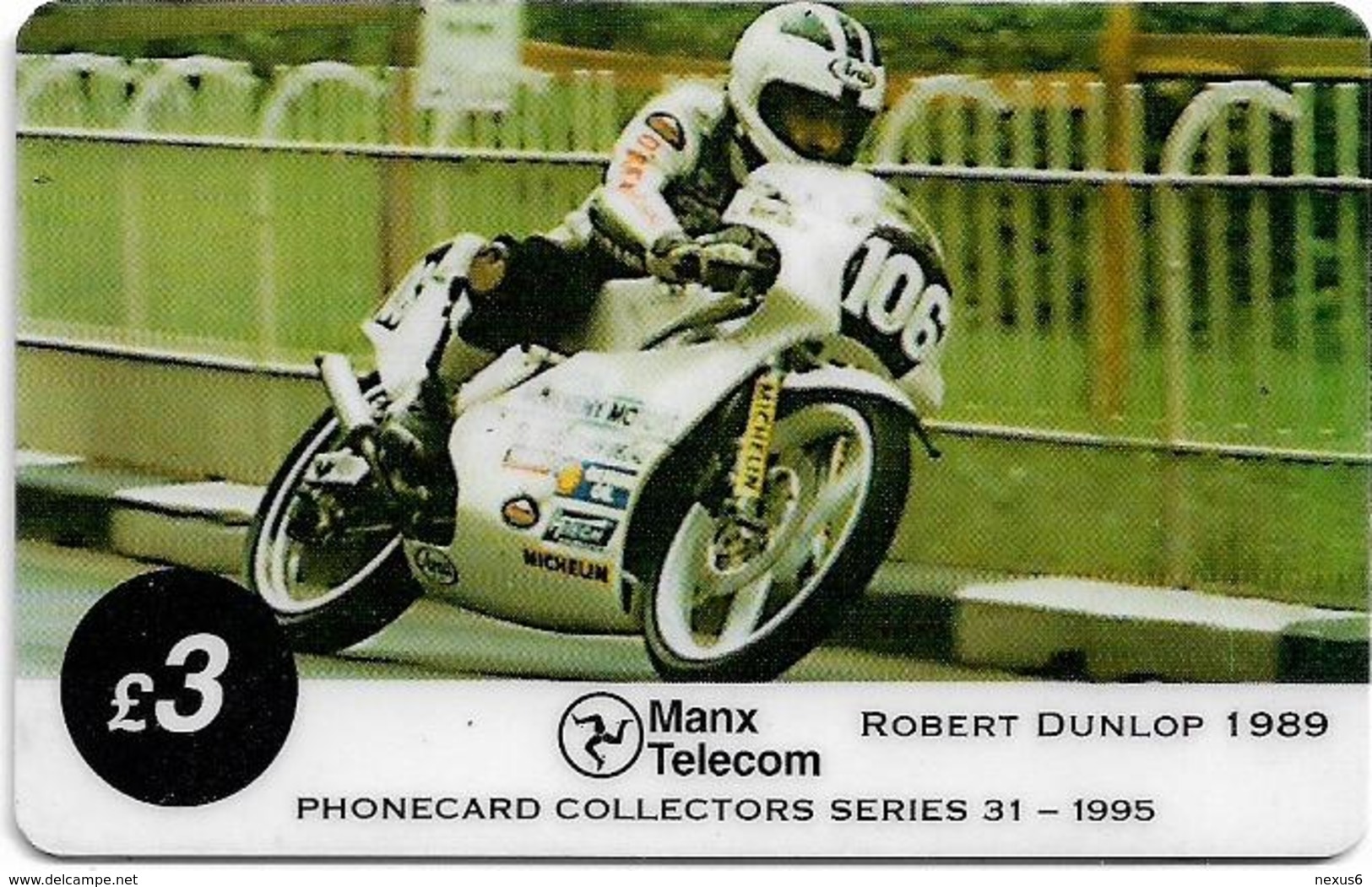 Isle Of Man - Chip - TT Racers 1995 - Robert Dunlop 1989 - 3£, 1995, 5.000ex, Used - Man (Ile De)