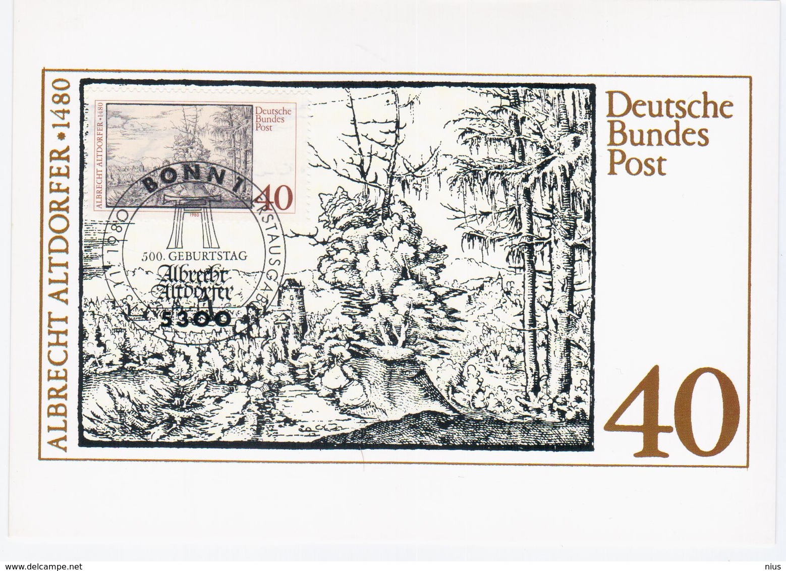 Germany Deutschland 1980 Maximum Card, Albrecht Altdorfer, German Painter, Bonn - 1961-1980