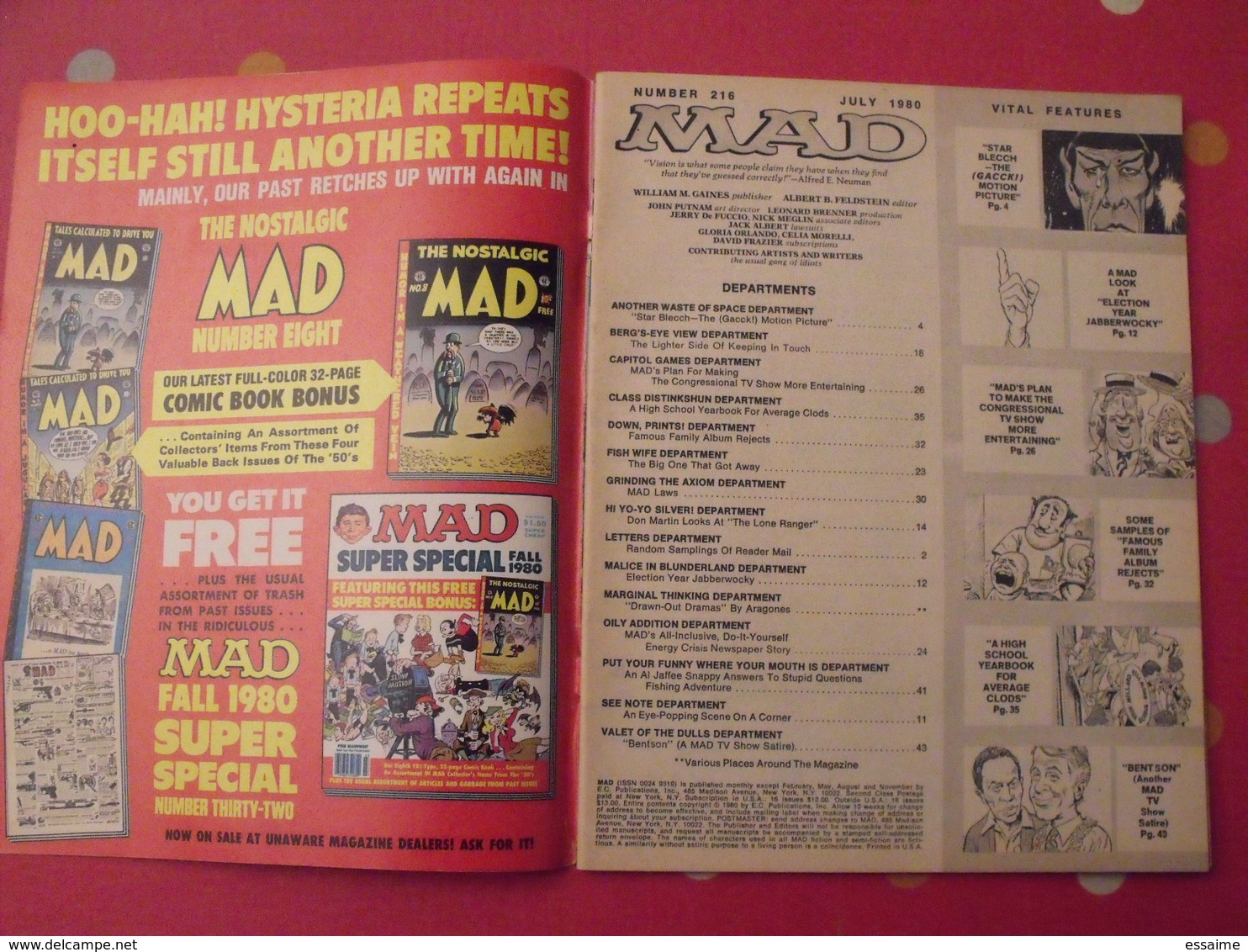 16 n° de MAD de 1976-1981. jack richard, don martin, david berg, jaffee. en anglais