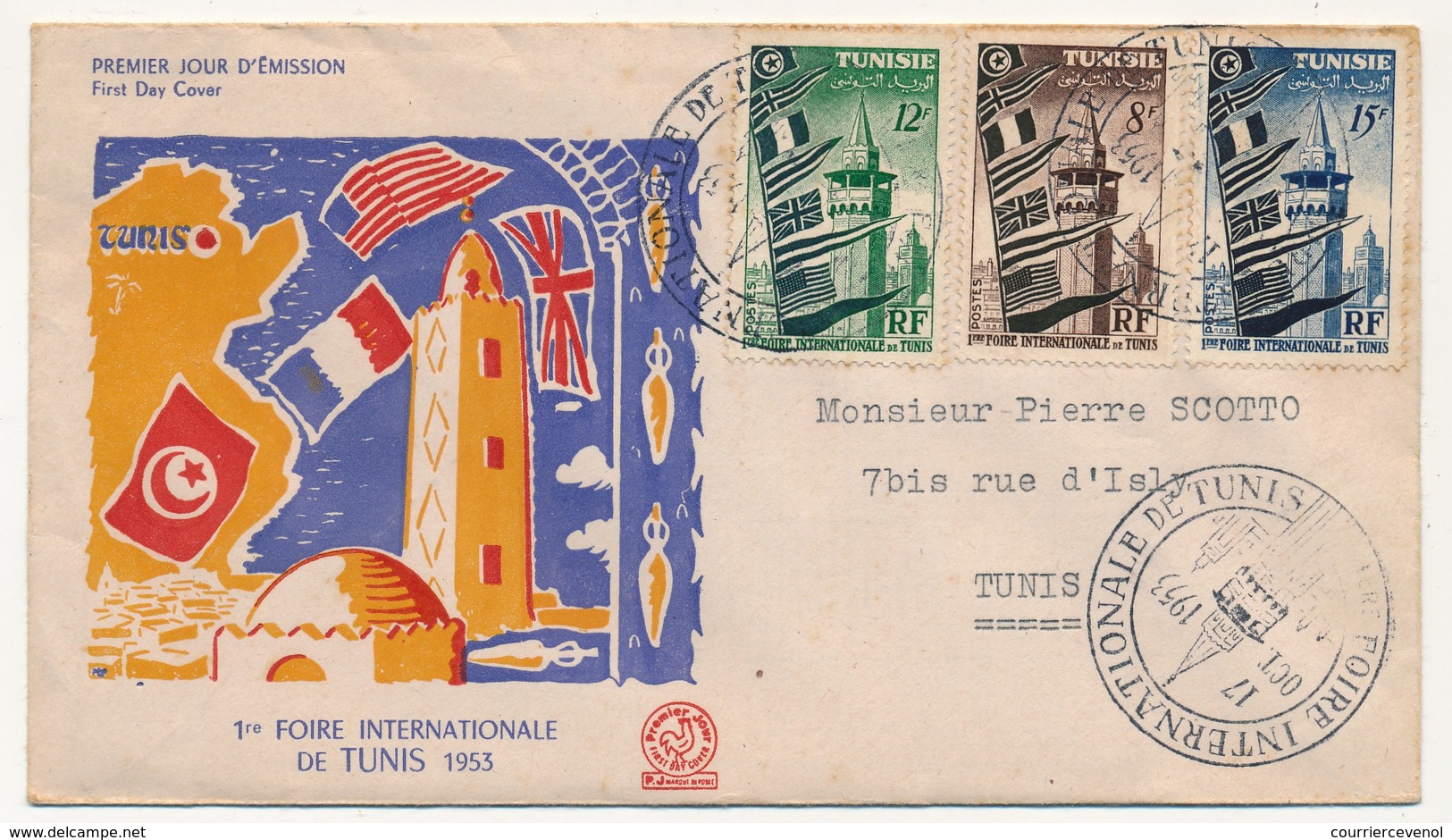 TUNISIE - 2 Enveloppes FDC -  Foire De Tunis 1953 - Briefe U. Dokumente