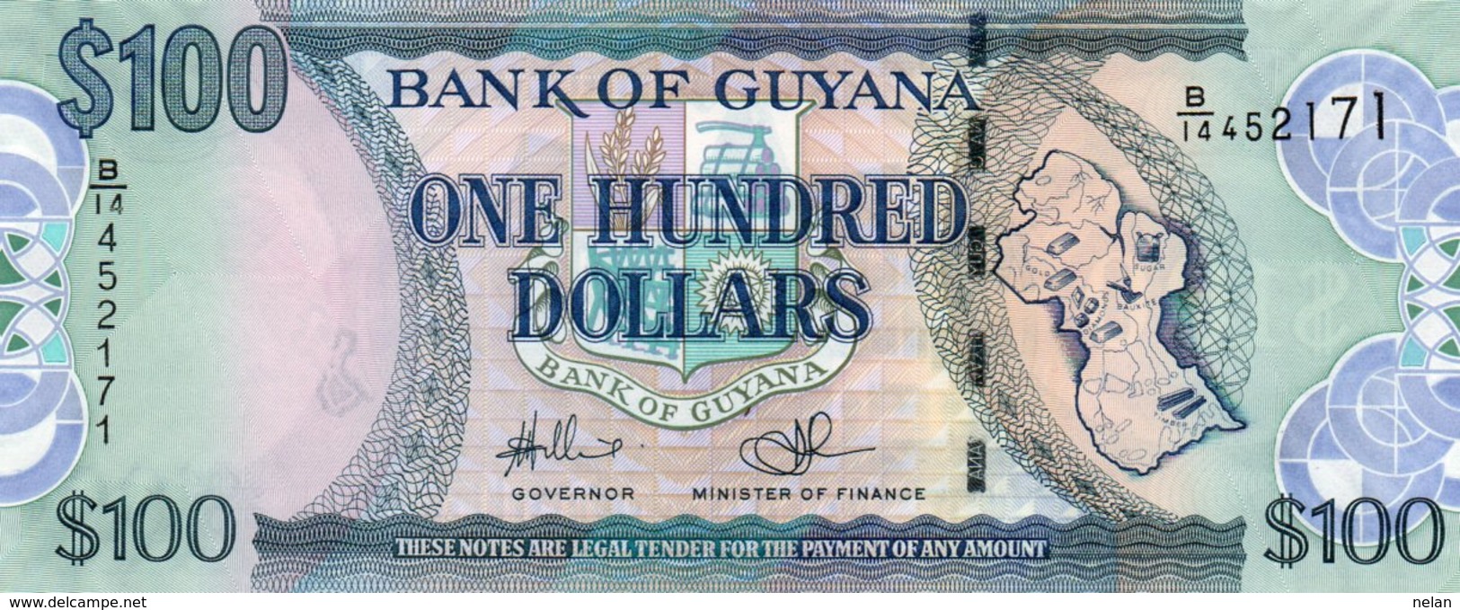 GUYANA 100 DOLLARS 2009  P-36b.1  UNC - Guyana