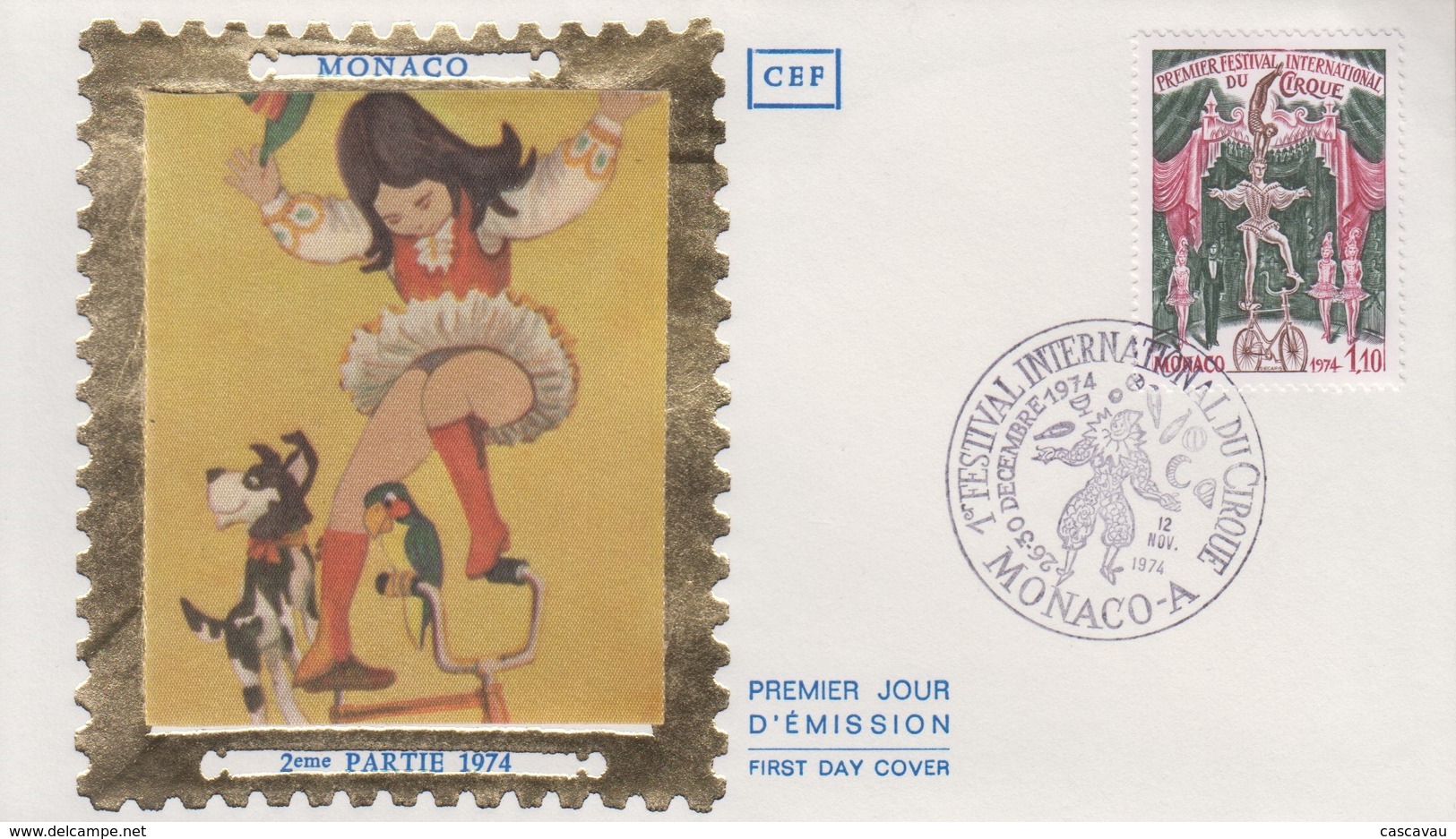 Enveloppe  FDC  1er Jour  MONACO  1er  FESTIVAL  INTERNATIONAL  Du  CIRQUE    1974 - Zirkus