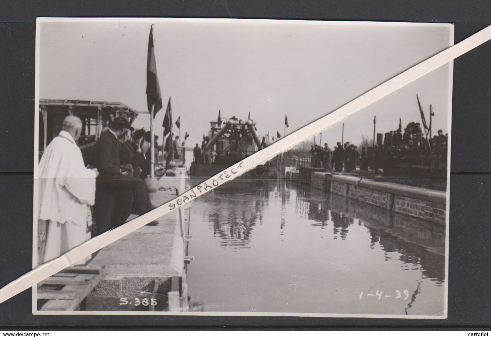 KWAADMECHELEN-SLUIS-ALBERTKANAAL-ZEGENING-BOOT-BINNENVAART-PENICHES-FOTO-1939-ZIE DE 2 SCANS-UNIEK ARCHIEFSTUK ! ! ! - Ham