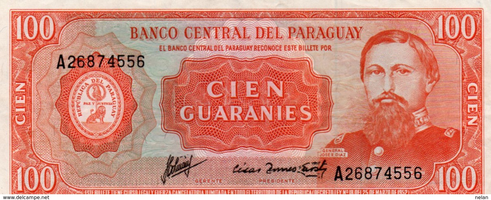 PARAGUAY 100 GUARANIES 1963 P-199a.2  XF - Paraguay