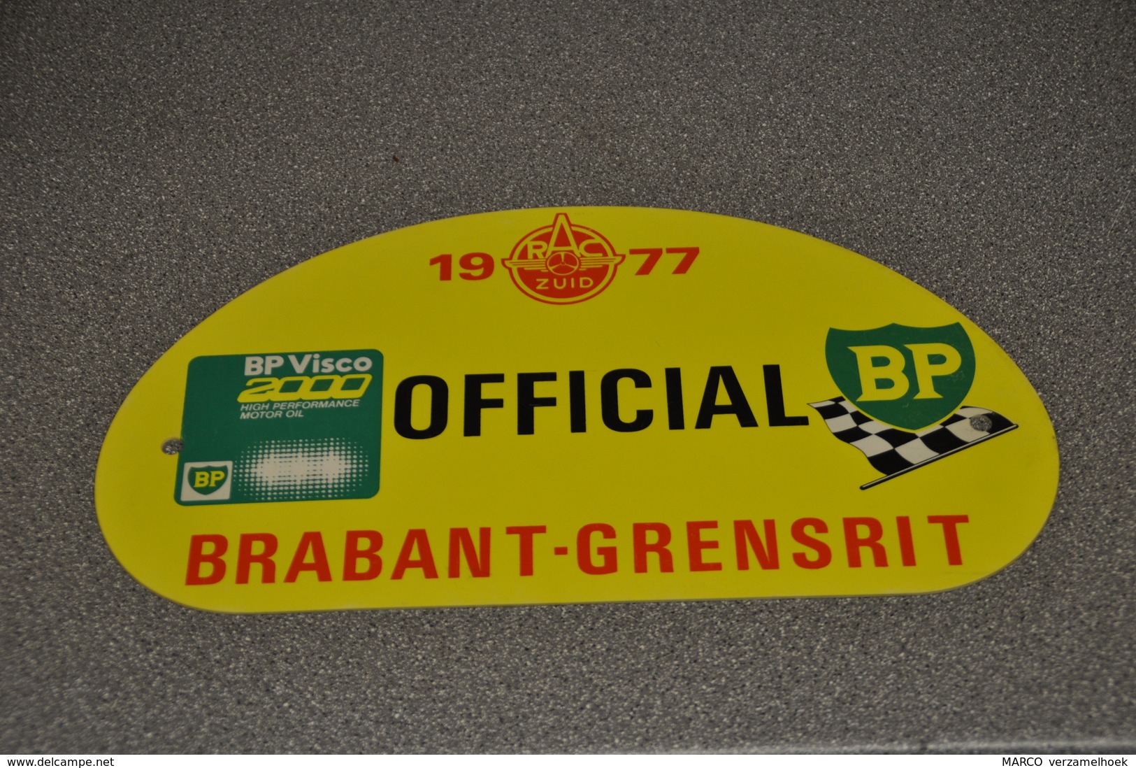 Rally Plaat-rallye Plaque Plastic: 34e Brabant-grensrit OFFICIAL 1977 RAC-zuid Tilburg Totaal - Rallyeschilder