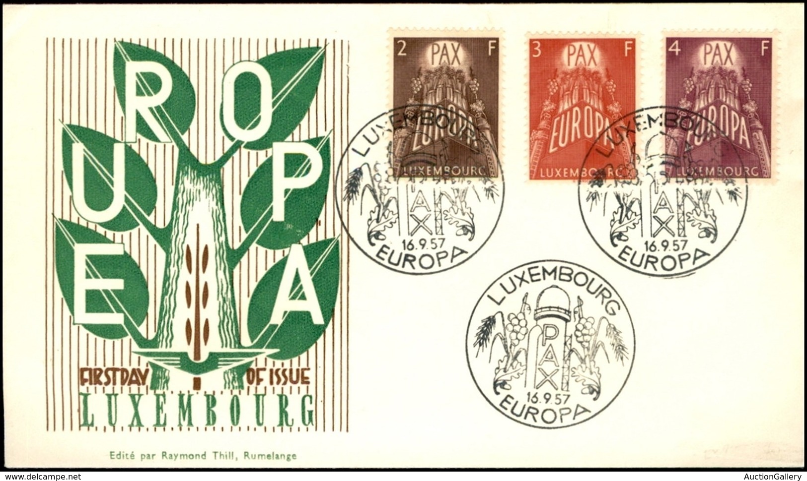 EUROPA - LUSSEMBURGO - Serie Pax (572/574) - FDC - Luxemburg 16.9.57 - Sonstige & Ohne Zuordnung