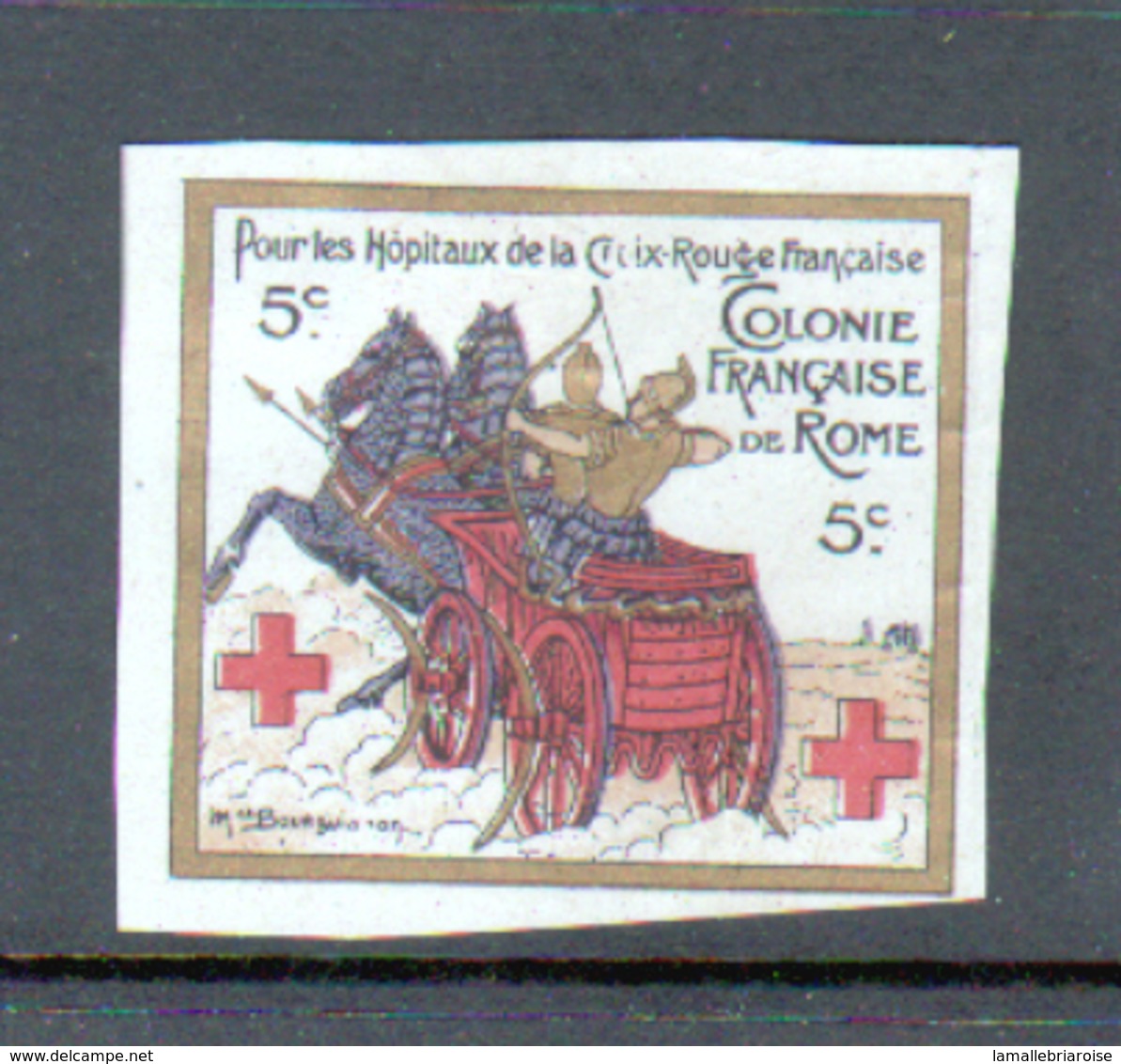 Erinophilie, Vignette Pour Les Hopitaux De La Croix Rouge Francaise, Colonie Francaise De Rome - Red Cross