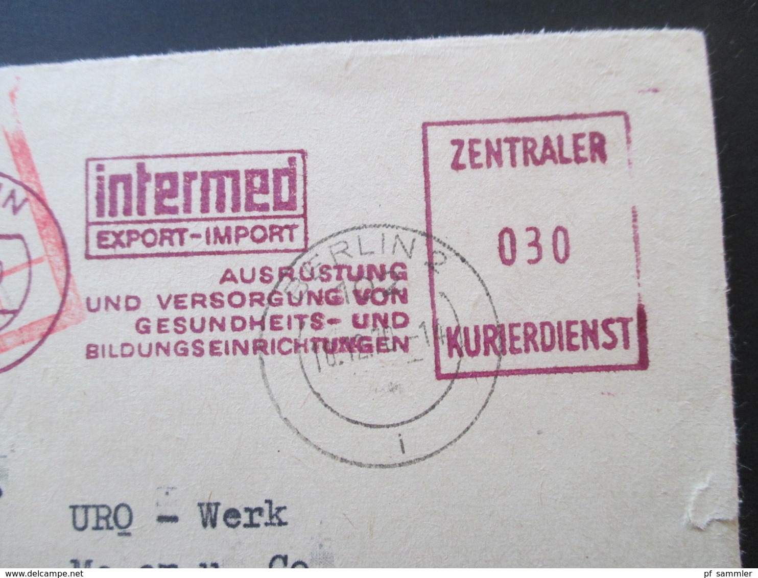 1970 ZKD Dunkel Violetter Freistempel Intermed Export -Import WMW Bei Der Handelspolitischen Abt. Der Botschaft Bukarest - Briefe U. Dokumente