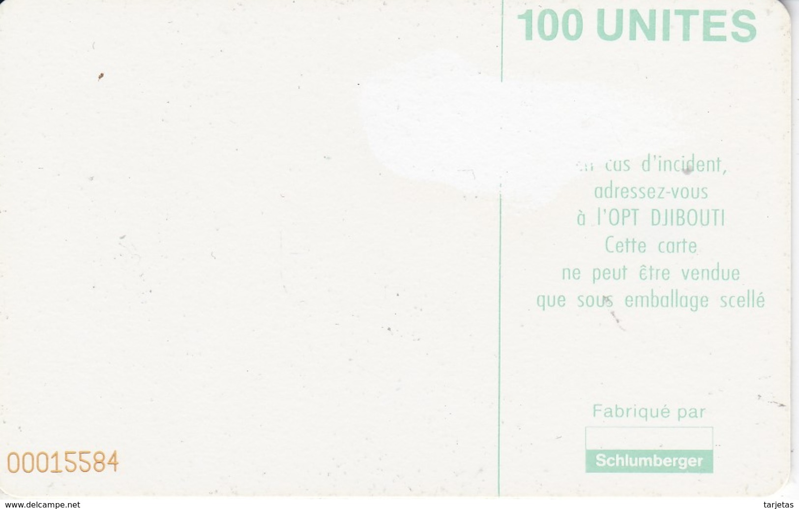 TARJETA DE DJIBOUTI DE 100 UNITES - Djibouti