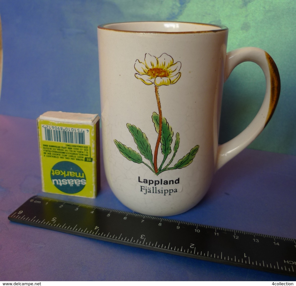 VTG Scandinavian Pottery Ceramic MUG Cup LAPPLAND FJALLSIPPA Flower Pattern - Autres & Non Classés