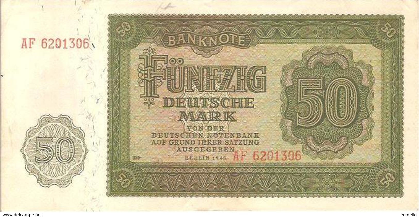 GERMANY DEM. REP. P14 50 MARK 1948 VF - 50 Deutsche Mark