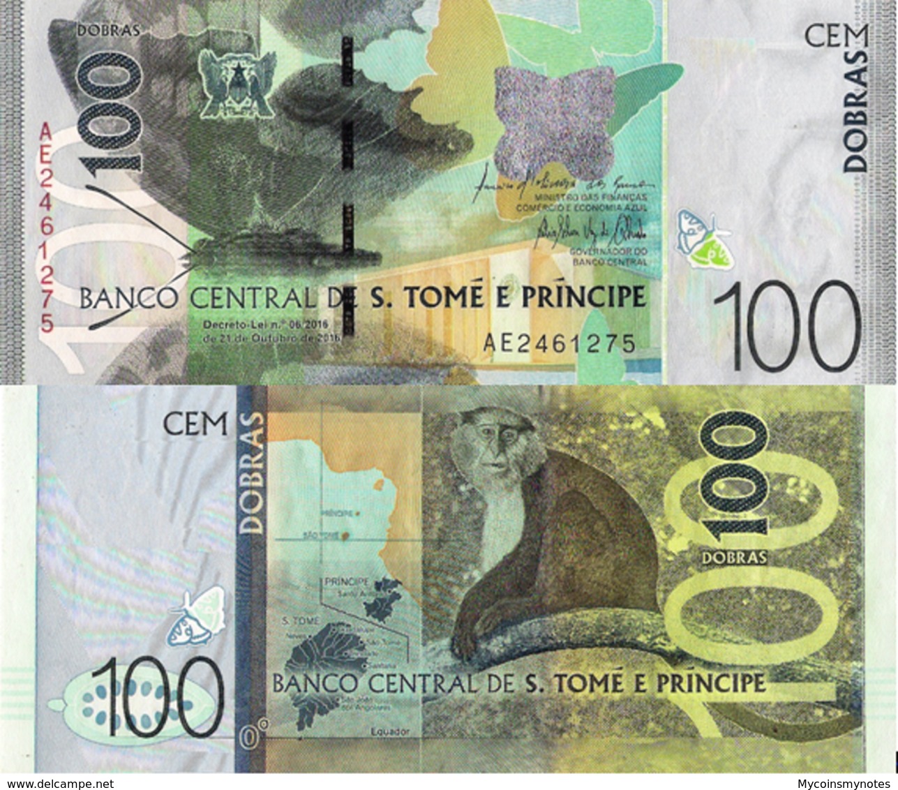 SÃO TOMÉ And PRÍNCIPE, 100 Dobras, P74, 2016 (2018), Prefix AE UNC - São Tomé U. Príncipe