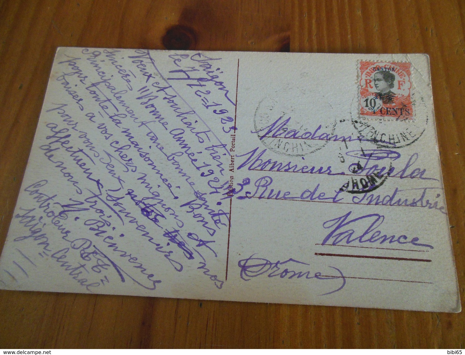 CANTON  TIMBRE SURCHARGE 4 CENTS JANVIER 1924 DEPART SAIGON COCHINCHINE RECTO HOTEL DE VILLE SAÏGON - Lettres & Documents