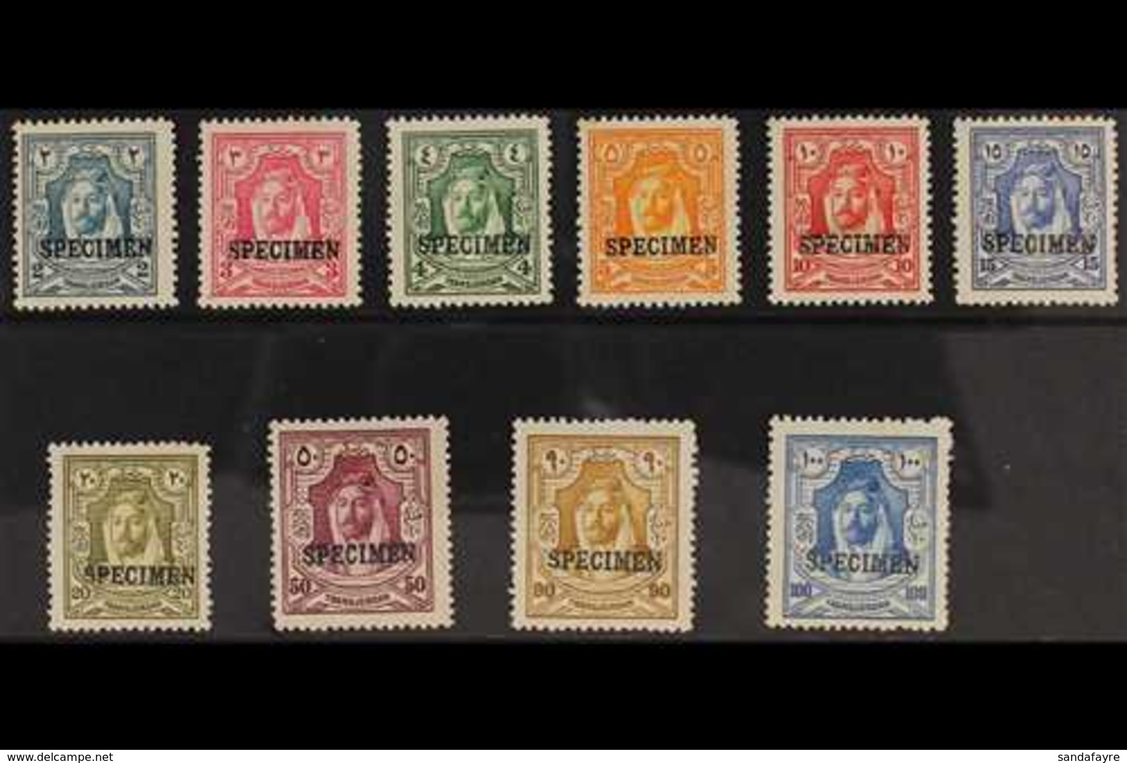 1927 Definitives Set To 100m Overprinted "SPECIMEN", SG 159s/68s, Very Fine Mint. (10 Stamps) For More Images, Please Vi - Jordanie