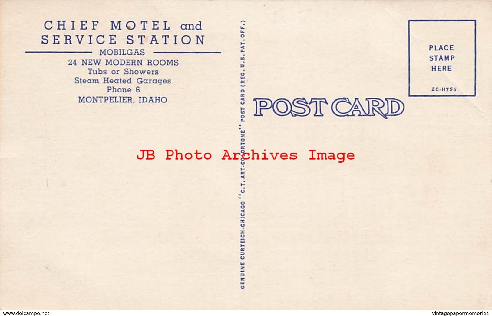 320259-Idaho, Montpelier, Chief Motel & Mobilgas Gas Station, Curteich No 2C-H755 - Autres & Non Classés