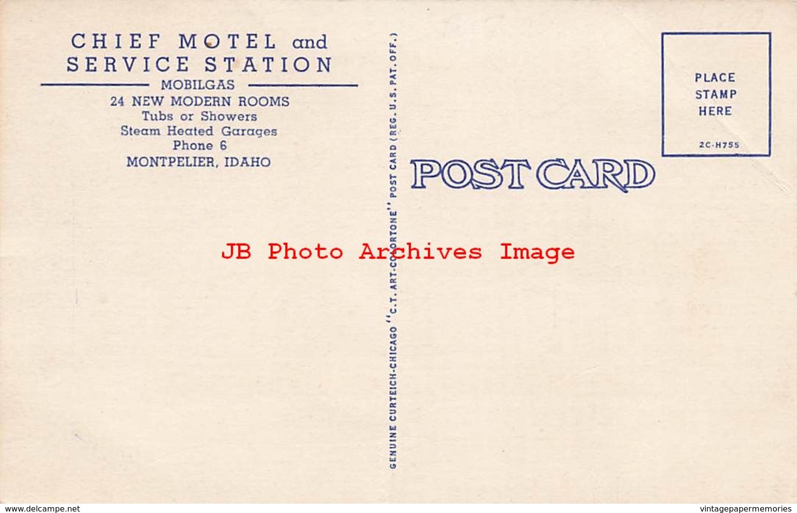 320259-Idaho, Montpelier, Chief Motel & Mobilgas Gas Station, Curteich No 2C-H755 - Andere & Zonder Classificatie