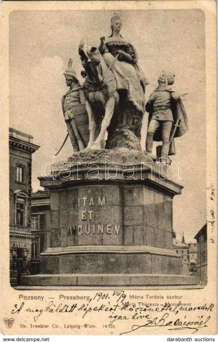 T2/T3 1901 Pozsony, Pressburg, Bratislava; Mária Terézia Szobor. Dr. Trenkler Co. Leipzig-Wien 14524. / Statue Of Maria  - Unclassified