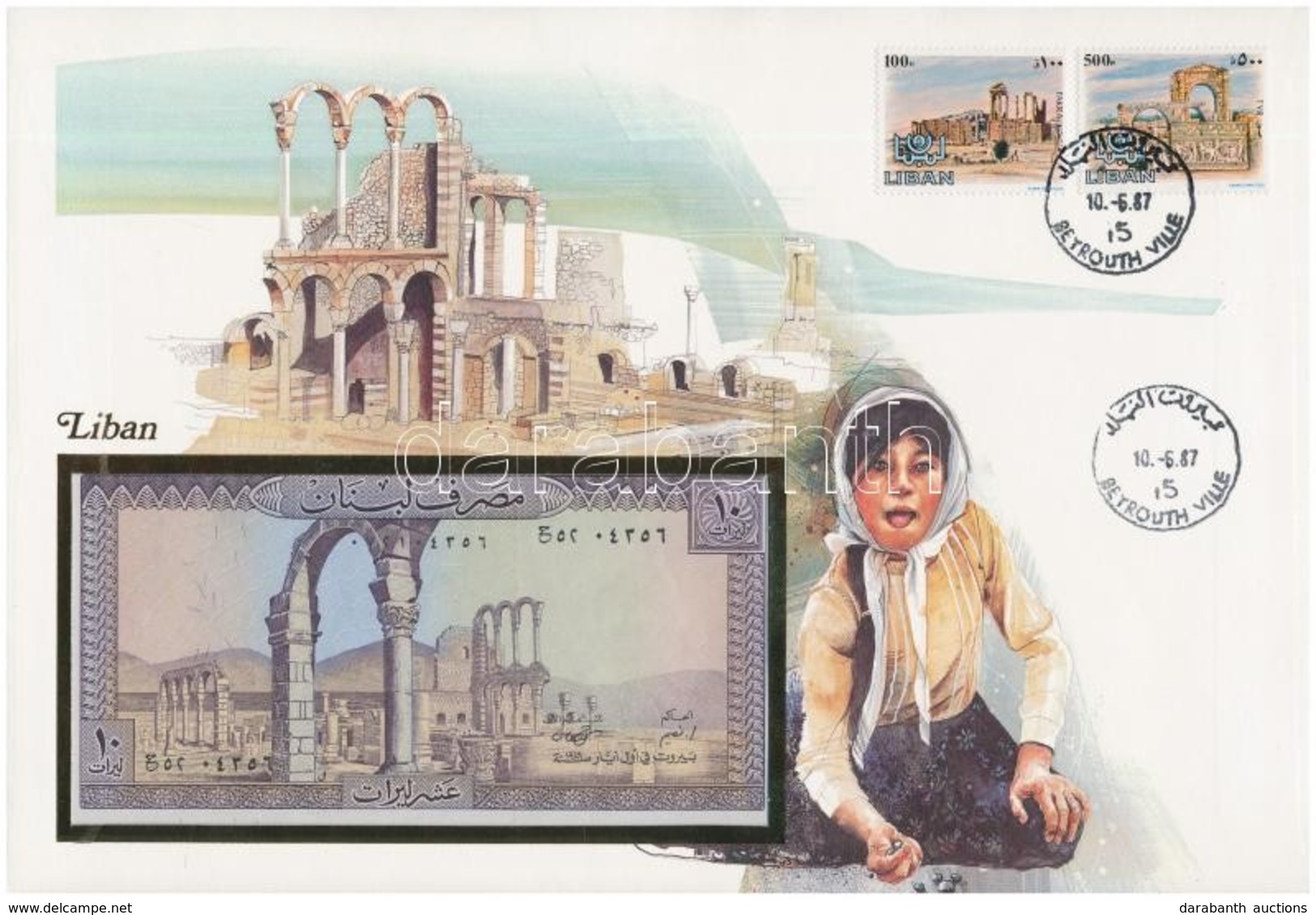 Libanon 1986. 10L Felbélyegzett Borítékban, Bélyegzéssel T:I Lebanon 1986. 10 Livres In Envelope With Stamp And Cancella - Unclassified