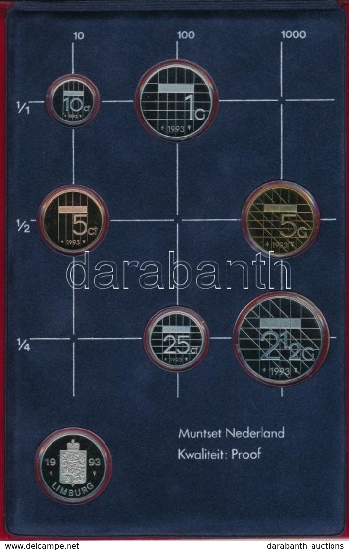 Hollandia 1993. 10c-5G (6xklf) + "Limburg / 'Srijks Munt" Zseton Díszkiadásban T:PP Netherlands 1993. 10 Cent - 5 Gulden - Non Classés