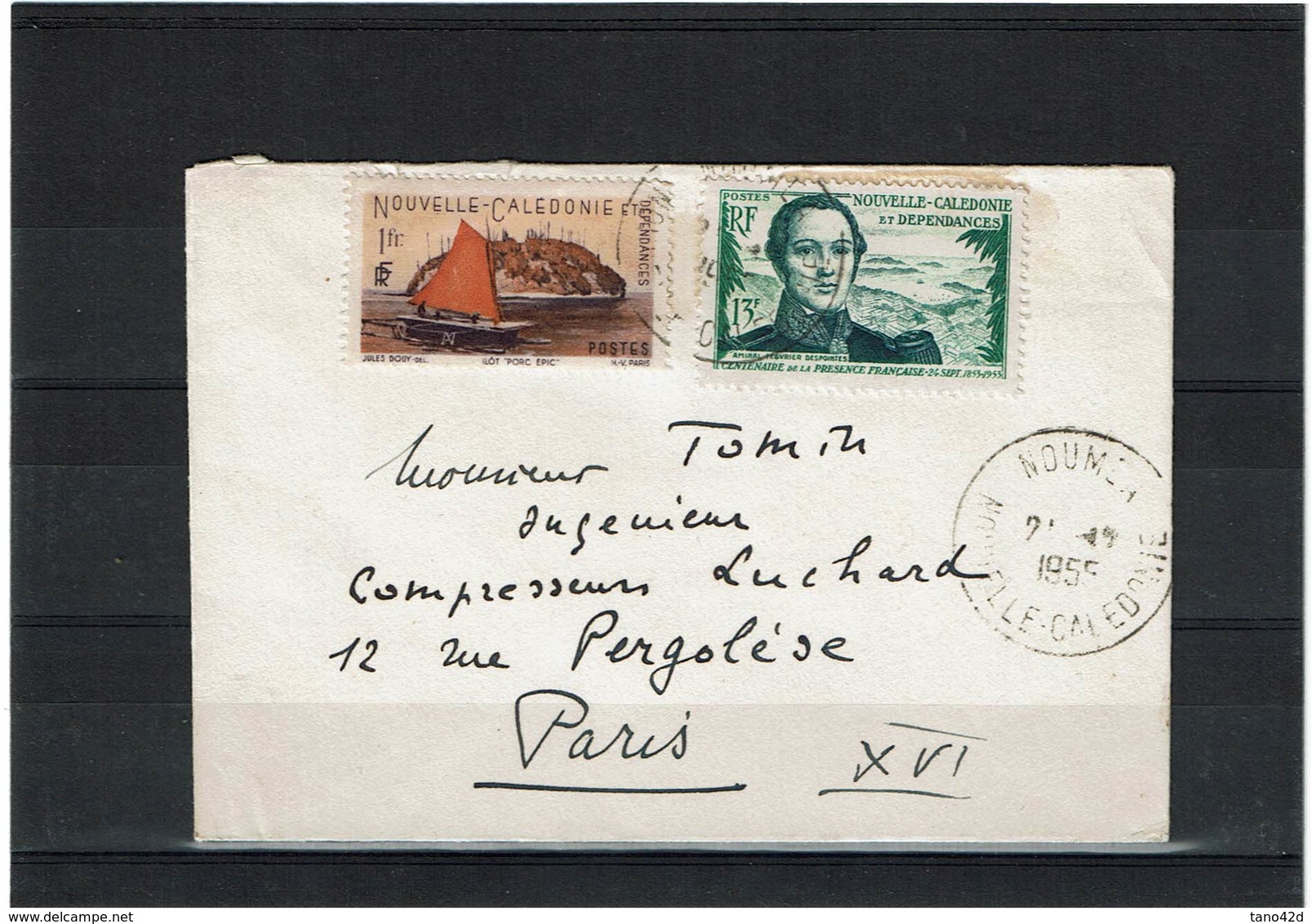 CTN60/3 - NOUVELLE CALEDONIE PETITE LETTRE  NOUMEA / PARIS 21/12/1955 - Cartas & Documentos