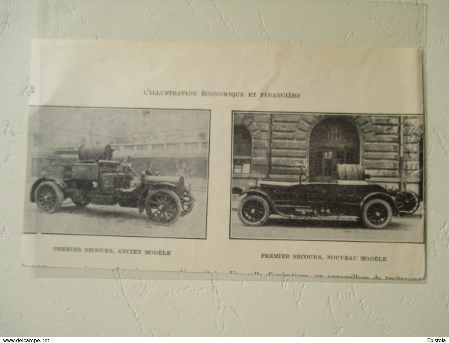 Transport Utilitaire - Camion Pompier De Premier Secours - Coupure De Presse De 1929 - LKW